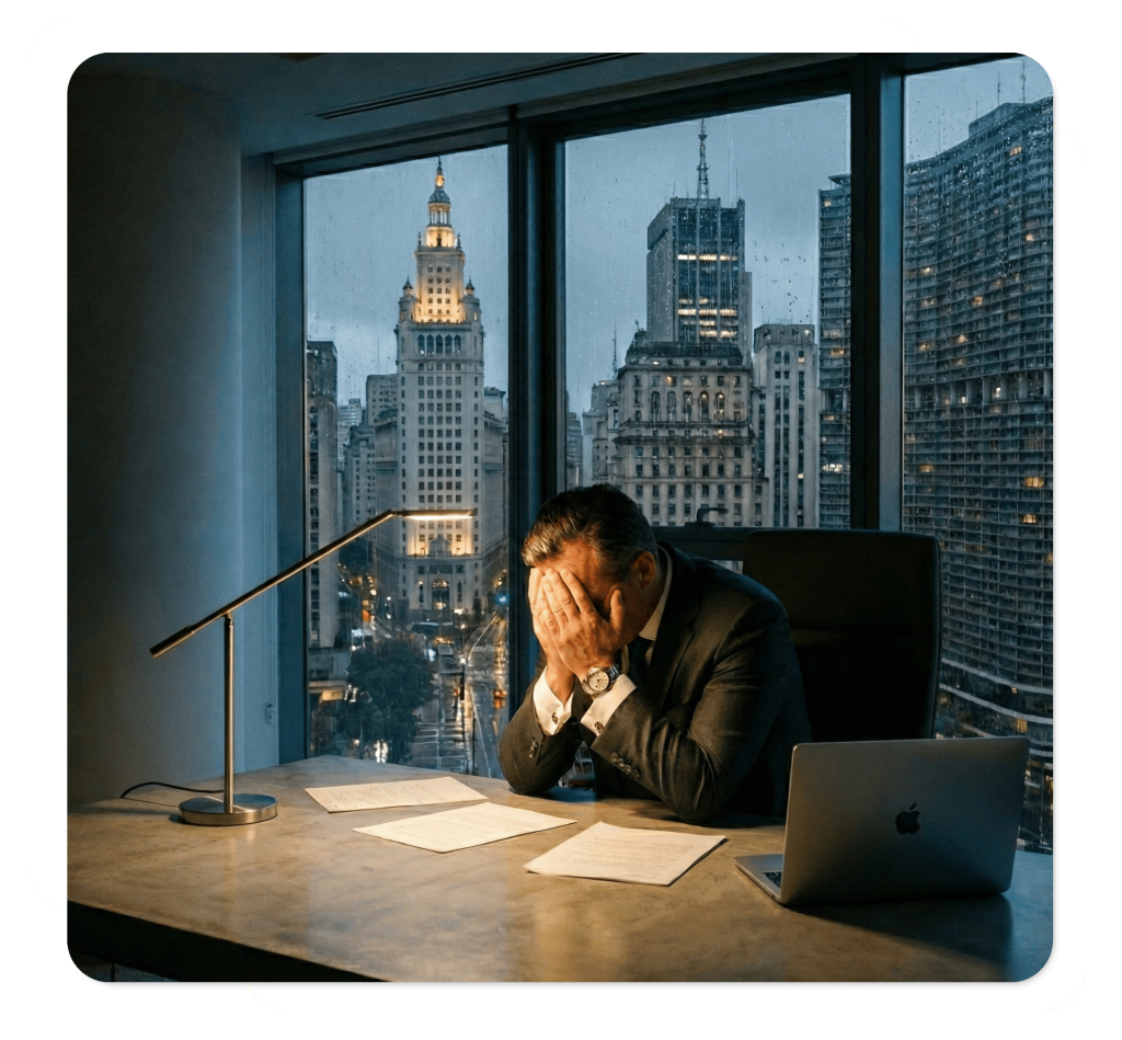 CEO de empresa com fadiga de decisão. Necessidade urgente de psicólogo.