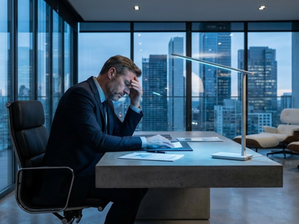 Psicólogo para executivo de empresa diante de burnout e fadiga de decisão.
