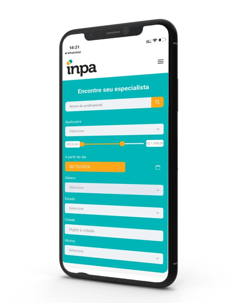 Plataforma Inpa para encontrar psicólogo